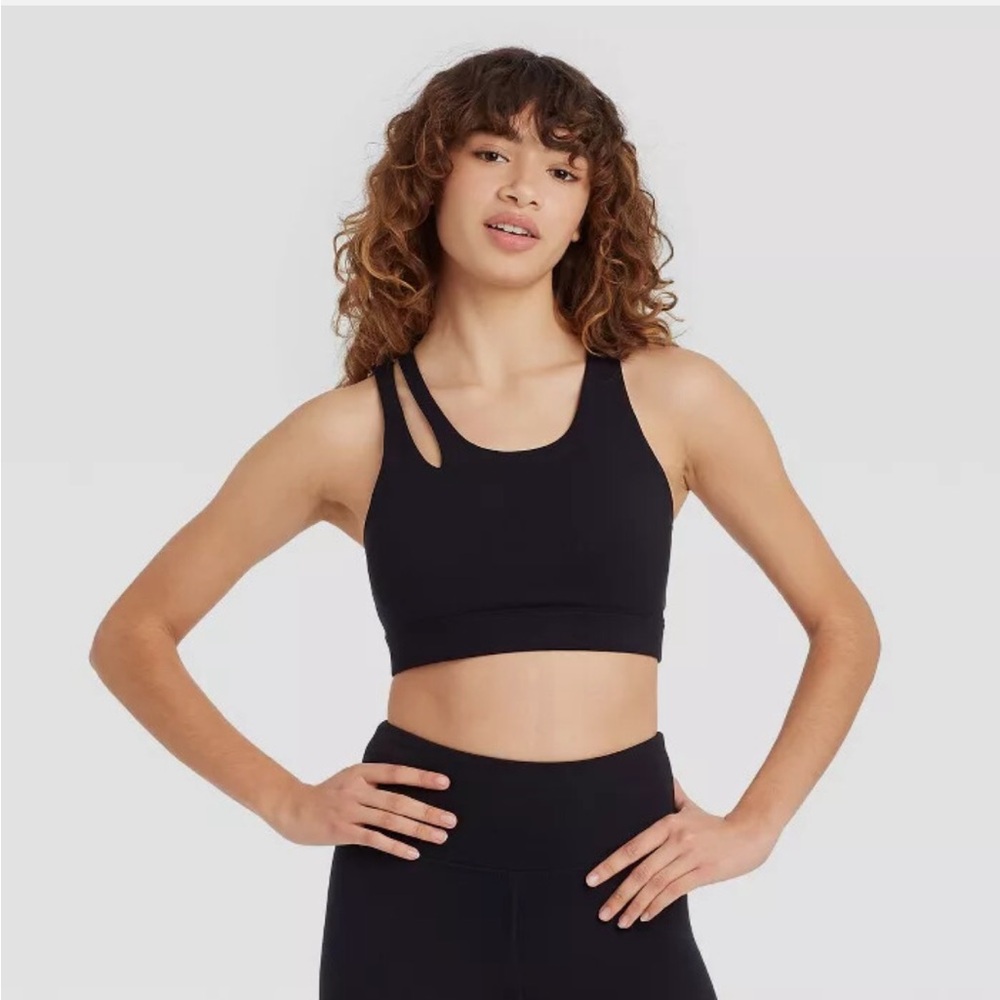 Women's Black Sports Bra Asymmetrical JoyLab